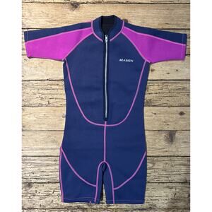 Seaskin Kids Wetsuit 2mm Shorty Diving Suit Navy/Pink Size 8 NWOT